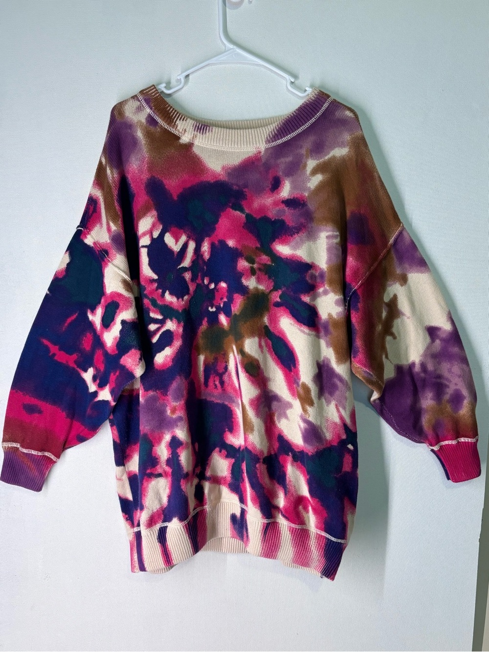NATURAL LIFE Tie-Dye Crewneck Sweater - Pink, Purple, Navy, Brown